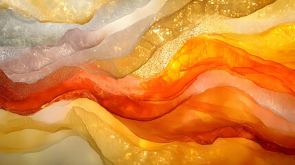 Colorful Abstract Waves of Flowing Fabric in Warm Tones