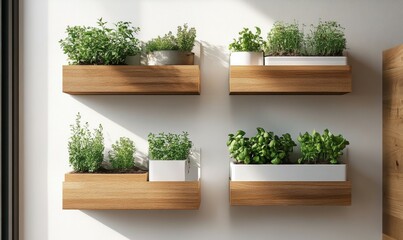 Modern Kitchen Herb Garden Wall Shelf Display