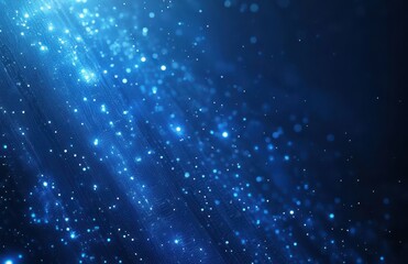 Obraz premium Abstract blue background filled with sparkling light particles and glowing dust, creating a dreamy and enchanting atmosphere for creative designs and visual projects