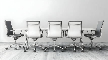 Obraz premium Modern Office Chairs Around a Table, Ready for Meetings