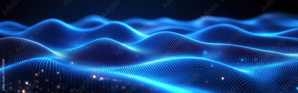 Aufkleber abstract blue waves with soft glow effect representing digital data visualization and modern technol