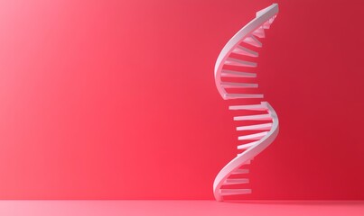 White 3D Rendered DNA Helix on a Red Background