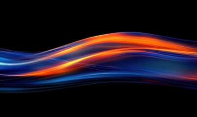 Fototapeta premium Abstract colorful glowing waves flowing across a dark background, showcasing vibrant elements of light in a captivating artistic display of motion and energy