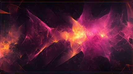 Abstract Fractal Art with Vibrant Pink and Orange Light Effects