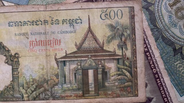 old cambodian banknotes