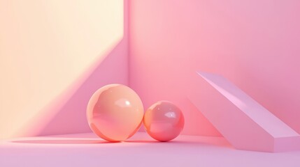 Abstract shapes and soft colors minimalist space digital art indoor close-up contemporary design concept