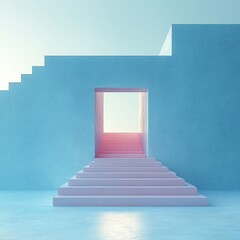 Fototapeta premium Geometric Dreamscape Stairway Floating Portal Minimalist Showcase Presentation