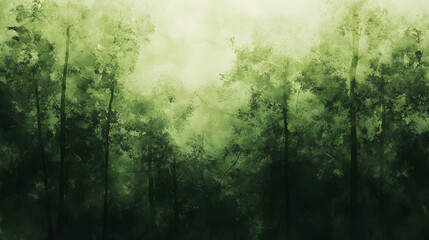 Serene Forest Landscape with Lush Green Trees and Misty Atmosphere