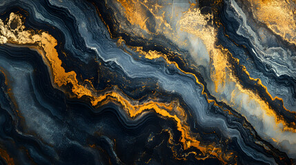 Obraz premium Vibrant Abstract Elegance with Gold and Blue Flowing Waves