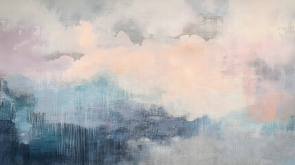 Soft Pastel Abstract Art with Gentle Cloudy Sky and Texture