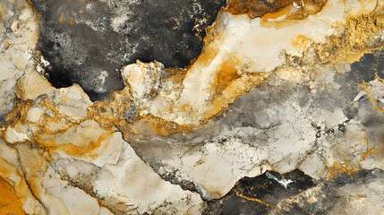 Fototapeta premium Abstract Marble Texture with Black, White, and Gold Color Variation