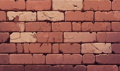 Obraz premium Weathered Red Brick Wall with Flaking Paint