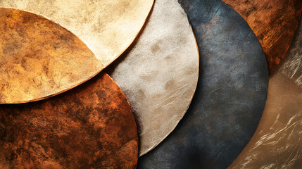 Abstract Texture with Metallic Circles in Earthy Tones and Shades