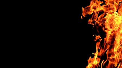 Fire in Black Background with copy space