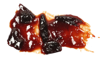 Plum jam spread, fruit marmalade isolated on white background, clipping