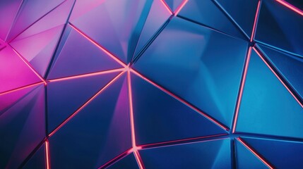 Dynamic geometric patterns in neon colors digital art contemporary design abstract environment close-up view creative concept