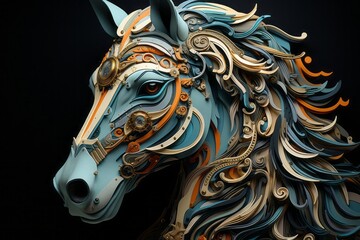 装飾された馬ポートレート,Generative AI AI画像