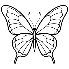 Cute Silhouette of a Butterfly line art vector cartoon illustration