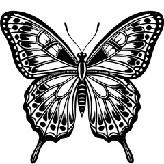 Cute Silhouette of a Butterfly line art vector cartoon illustration