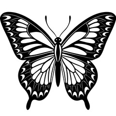 Cute Silhouette of a Butterfly line art vector cartoon illustration