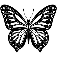 Cute Silhouette of a Butterfly line art vector cartoon illustration