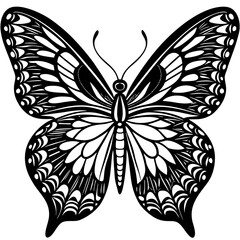Cute Silhouette of a Butterfly line art vector cartoon illustration