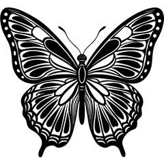 Cute Silhouette of a Butterfly line art vector cartoon illustration