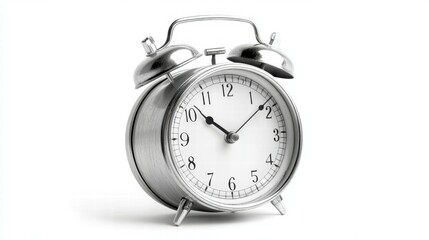 Ringing oldfashioned alarm clock white background still life minimalist close-up nostalgia