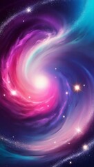 Obraz premium Celestial Whirlpool with Sparkling Stars A swirling cosmic vortex of vibrant colors and sparkling stars, evoking a sense of wonder and the vastness of the universe.