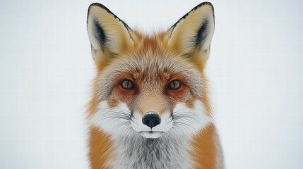 Obraz premium Curious red fox exploring white background nature photography wild animal close-up intriguing concept