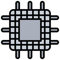 Integrated Circuit Outline Color Icon