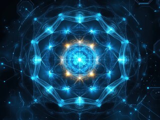 Fototapeta premium Abstract Blue Energy Network Fractal Design