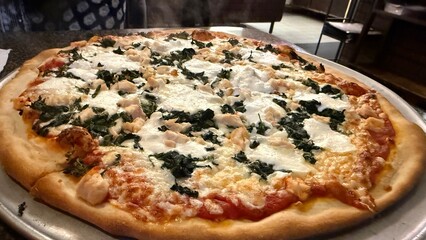 pizza on a wooden board