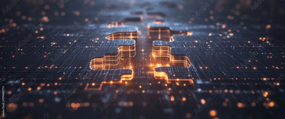Poster abstract technology background featuring glowing circuit patterns and digital data streams, represen