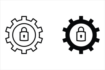 Lock and gear icon set. filled flat sign for mobile concept and web design. Cyber security setting glyph icon. Symbol, logo illustration. Vector graphics