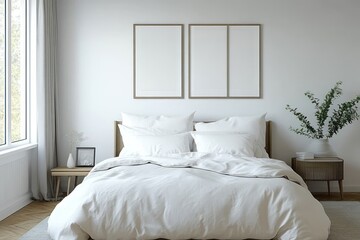 Serene Scandinavian Bedroom Interior with Minimalistic Design