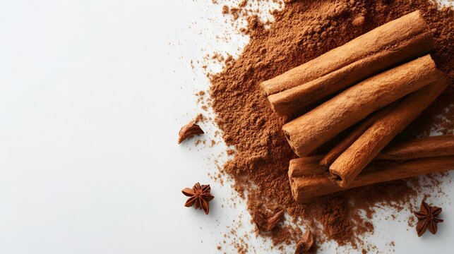 cinnamon stick with cinnamon powder
