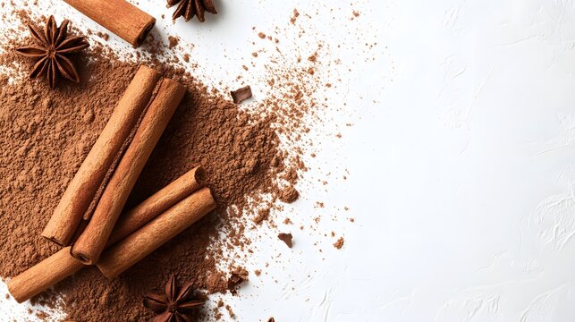 cinnamon stick with cinnamon powder