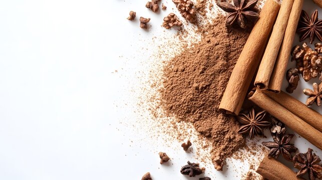 cinnamon stick with cinnamon powder