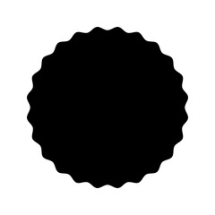 Wavy circle shape. Round form with curvy borders. Empty text box, label, price tag, quality or certified mark isolated on white background. Vector graphic illustration. © vikusha_art