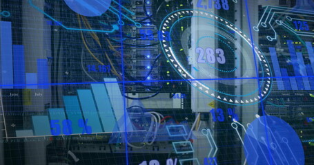 Image of digital data processing over computer servers