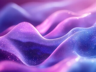 Obraz premium Aesthetic Waves of Colorful Textures with Glimmering Particles in Purple and Pink Hues, Representing Motion and Fluidity in a Digital Art Style