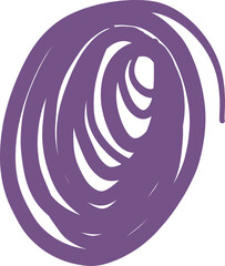 Scribble doodle illustration of a swirling purple abstract design. Concentric circles create a dynamic visual effect