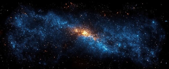 Vibrant Blue Galaxy with Swirling Stars and Nebulae in Surreal Style