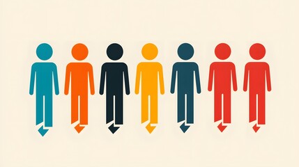 Fototapeta premium Colorful figures descending in a downward trend