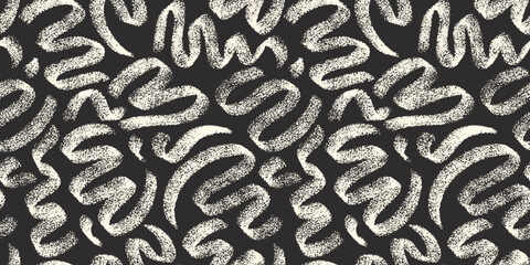 Abstract textured hand drawn swirl shapes background. Vector seamless pattern with artistic wavy lines. Minimalistic hand drawn backdrop.
