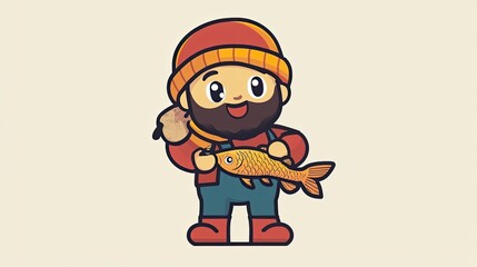 Happy Fisherman Holding A Large Fish