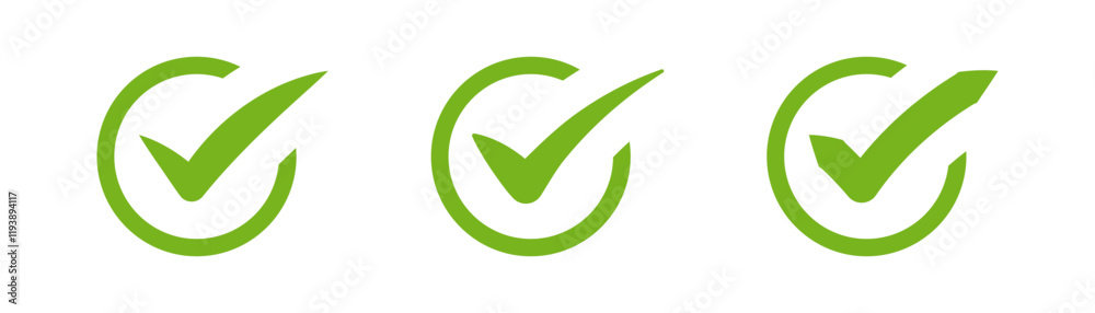 Poster check mark tick icon, checkbox vector icon in green color for tasks, approvals, confirmations and user interfaces, websites, digital projects. Minimal vector illustration