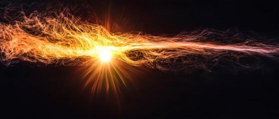 Abstract Energy Stream  Bright Light  Glowing Filaments  Dark Background