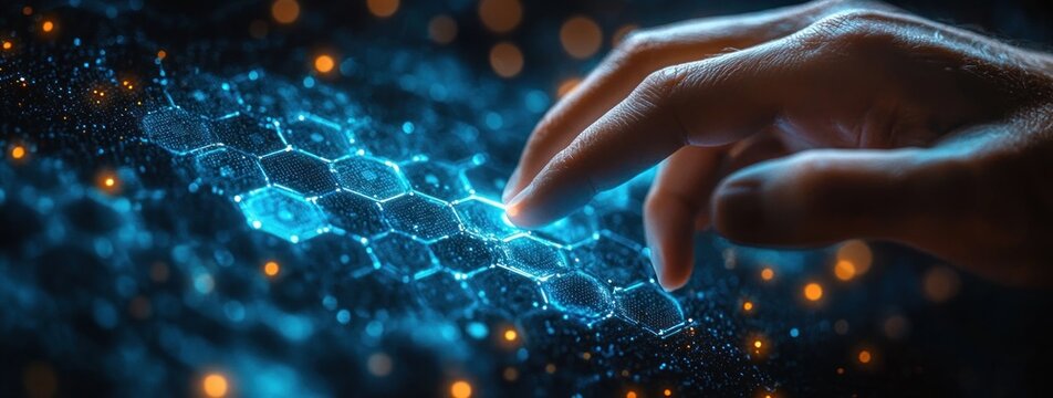 Futuristic Medical Interface with Doctor Hand Stethoscope and Glowing Icons in Hospital Technology Network